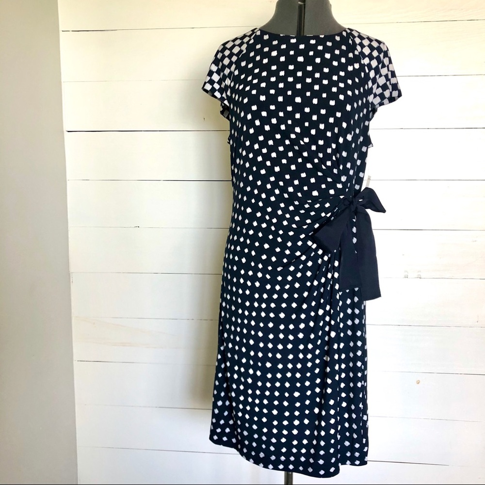 Navy and ivory dress by Taylor (full stretch)
